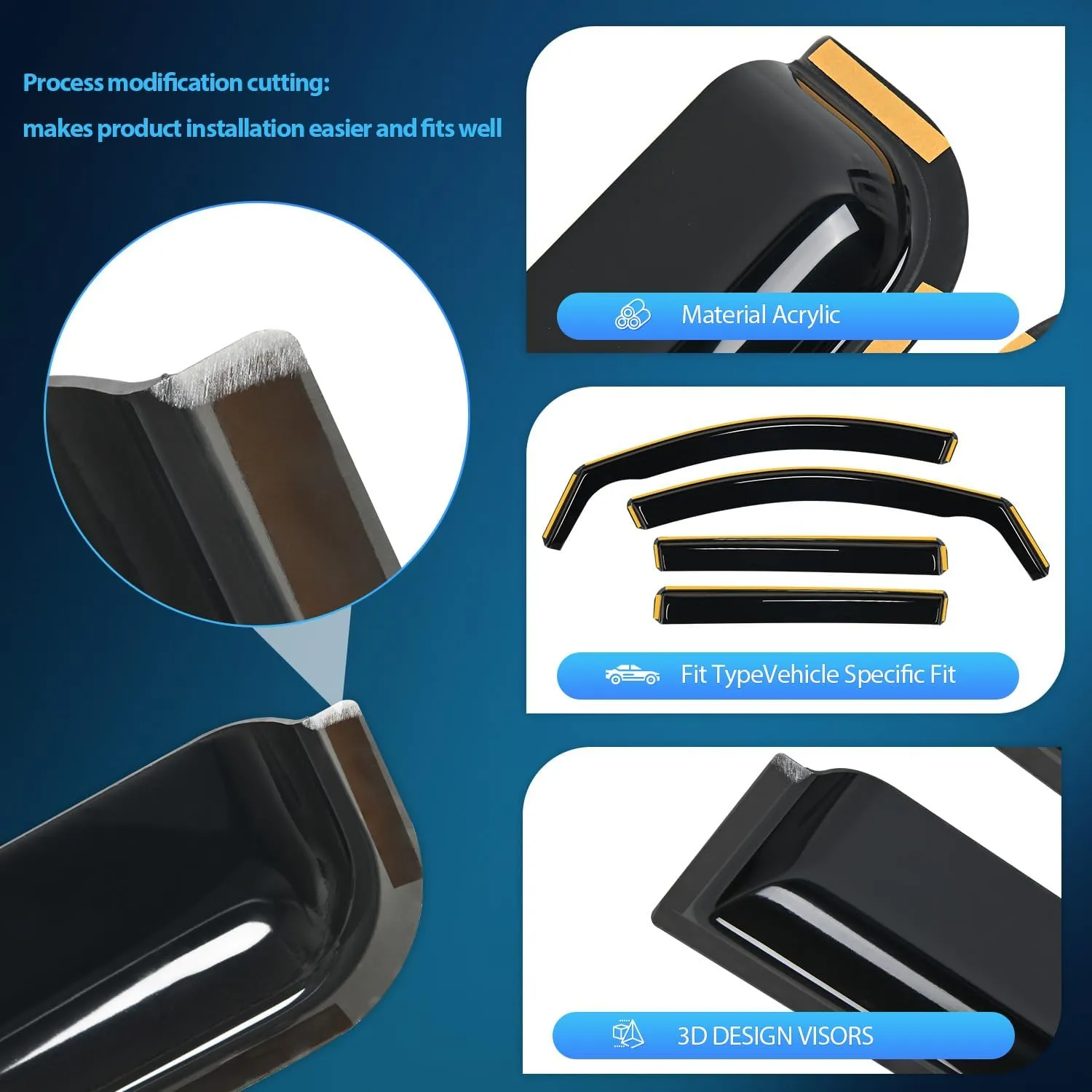 2018-2024 GMC Terrain Rain Guards Acrylic 4Pcs