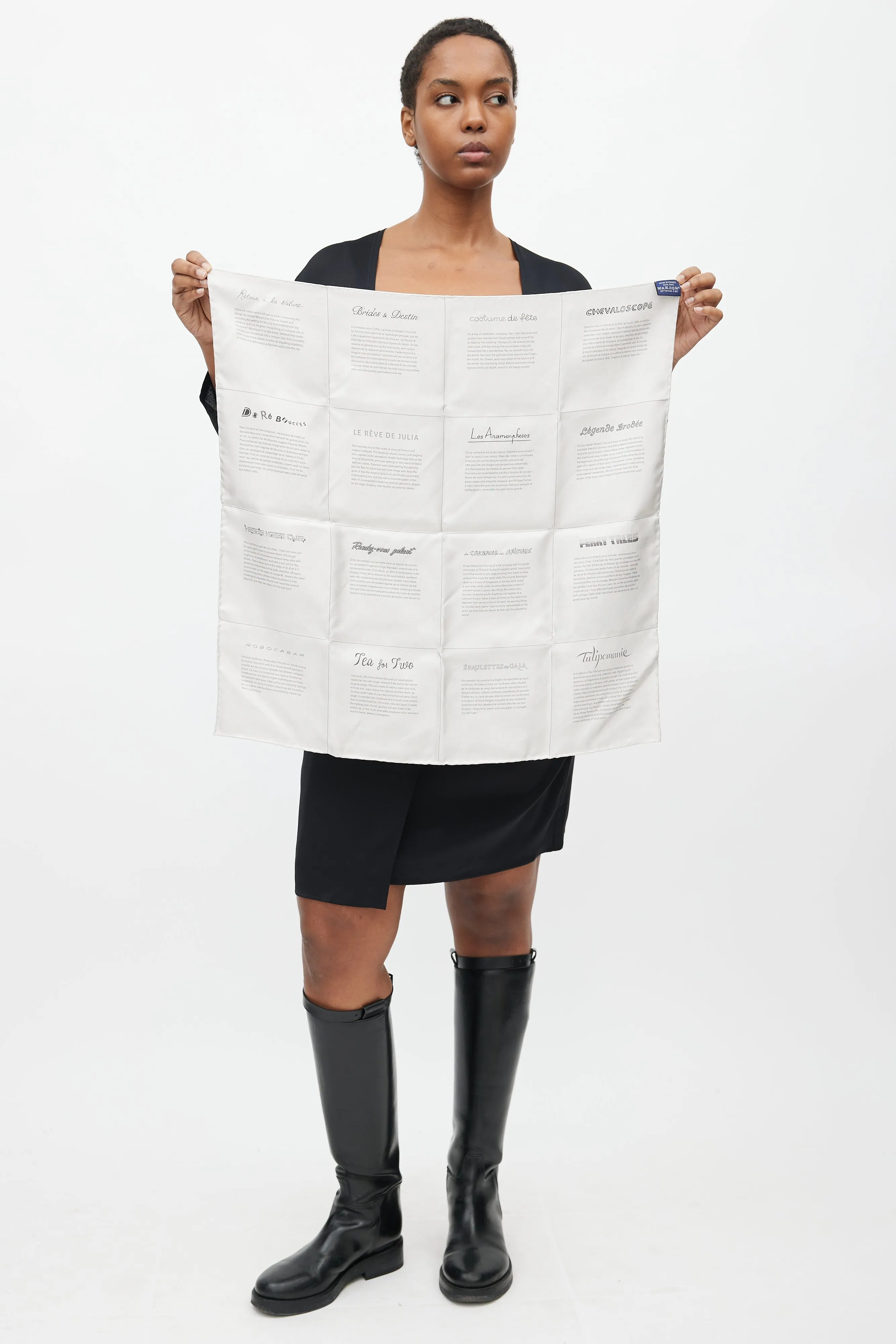 2023 Special Edition Grey Silk "16 Carrés" 60 Scarf