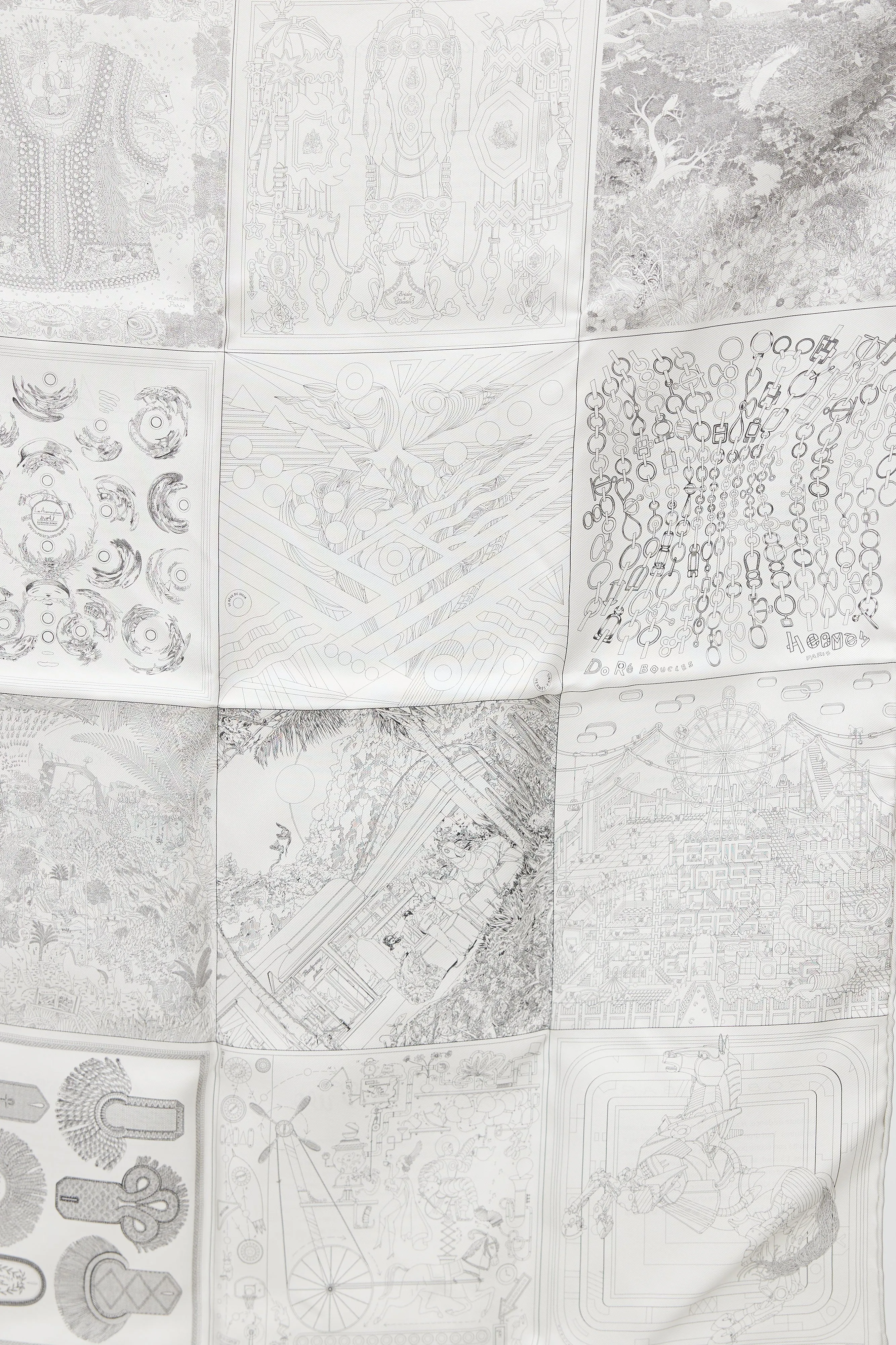 2023 Special Edition Grey Silk "16 Carrés" 60 Scarf