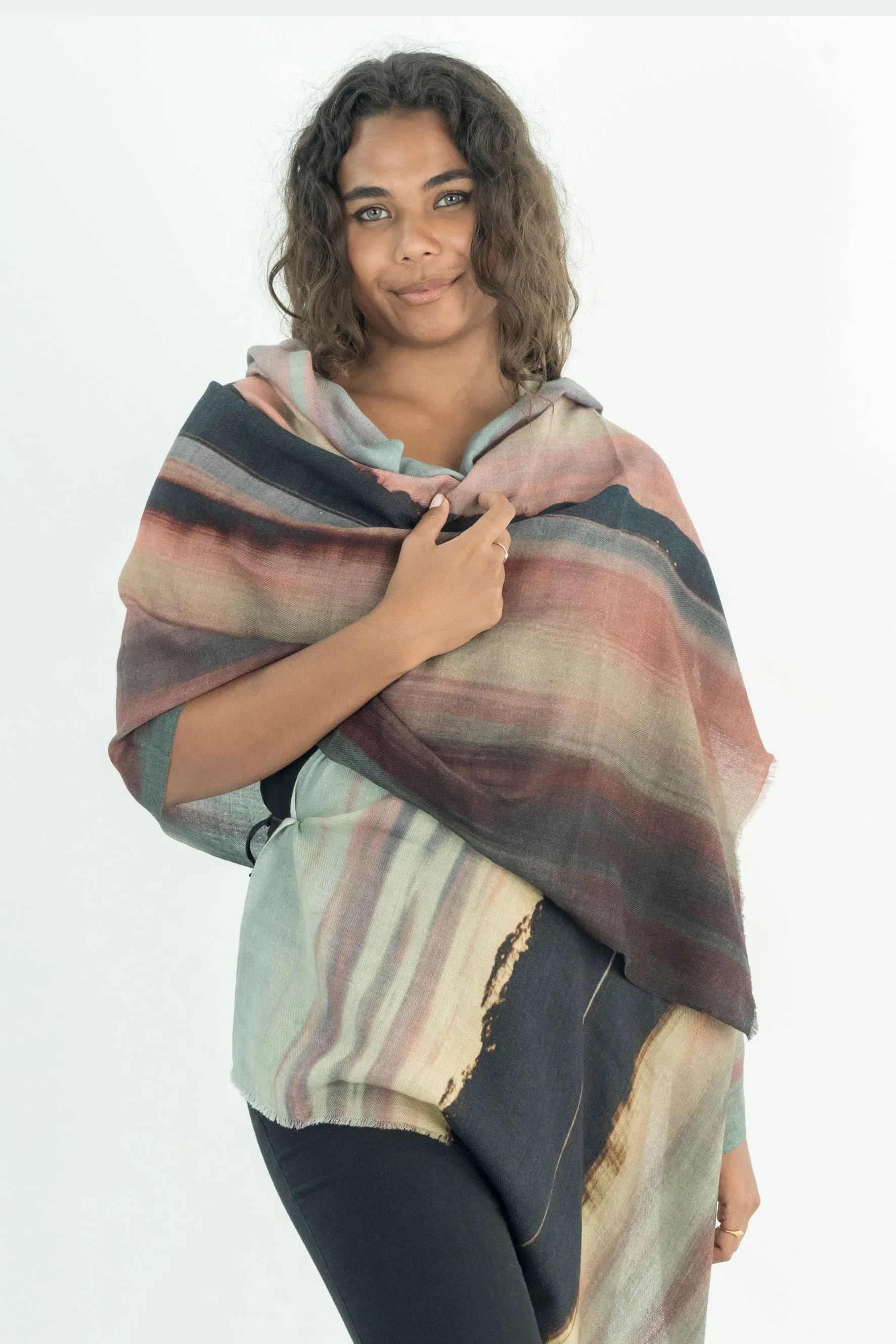 BLUSH SUNSET WOOL & SILK SCARF