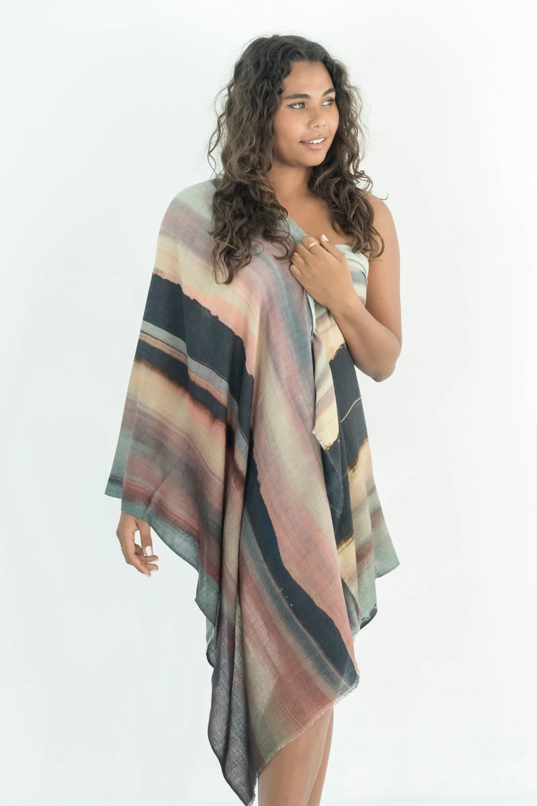 BLUSH SUNSET WOOL & SILK SCARF