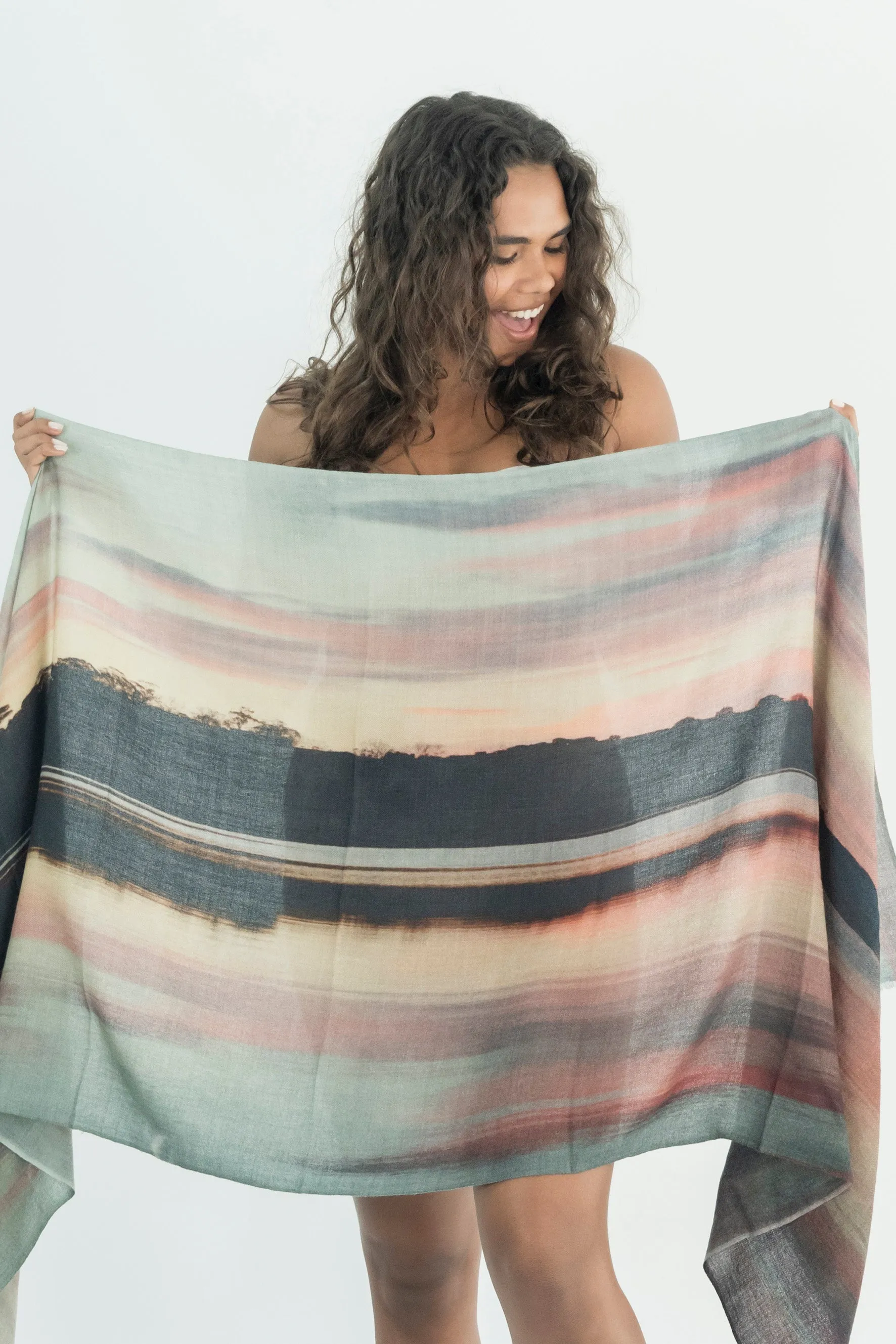 BLUSH SUNSET WOOL & SILK SCARF