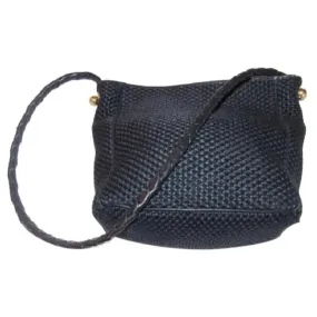 Bottega Veneta Vintage Pursesdesigner Purses Black Woven Fabric And Black Braided Leather Straptrim
