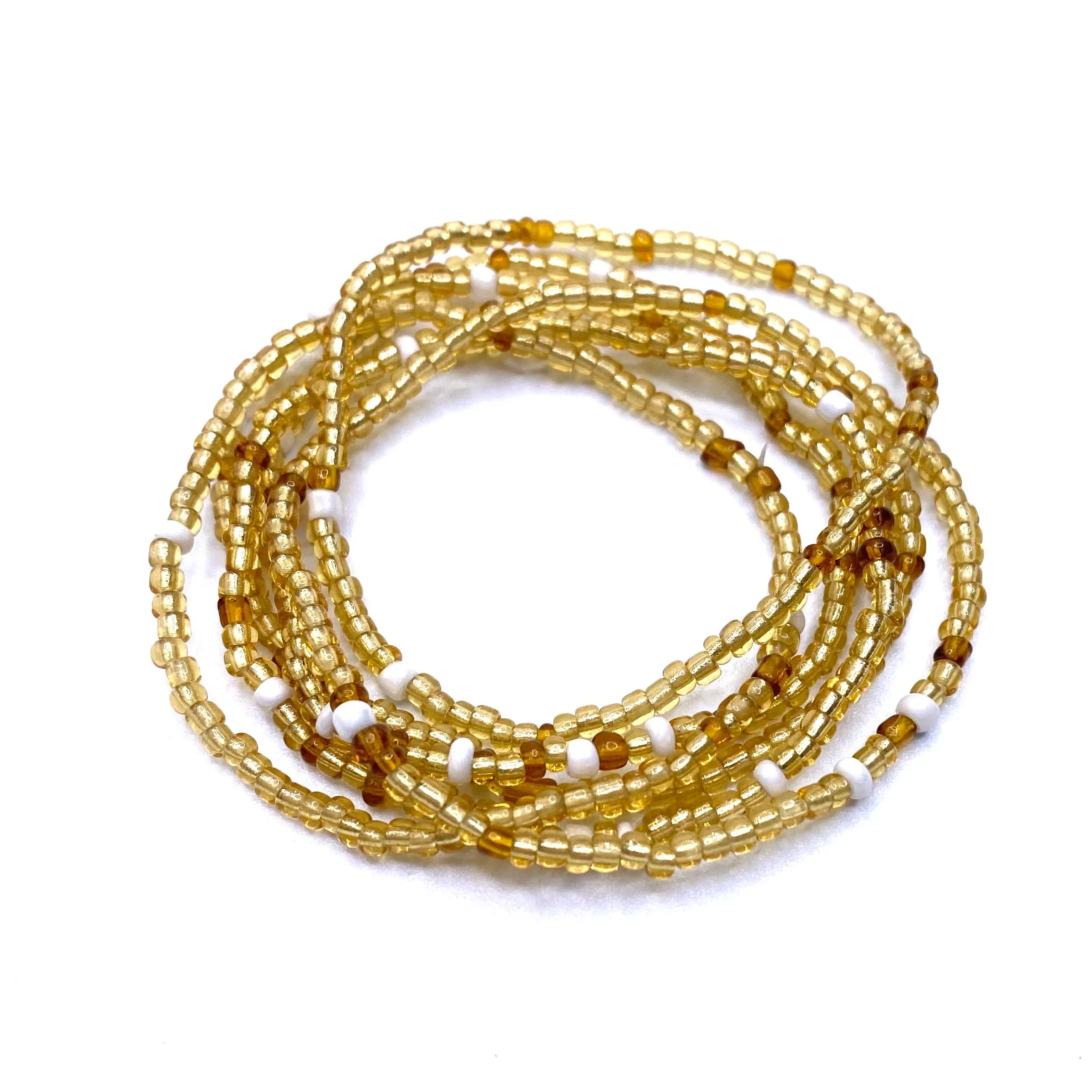Bracelet Stretch Bohemian Stackable Bead 6 piece Gold Brown