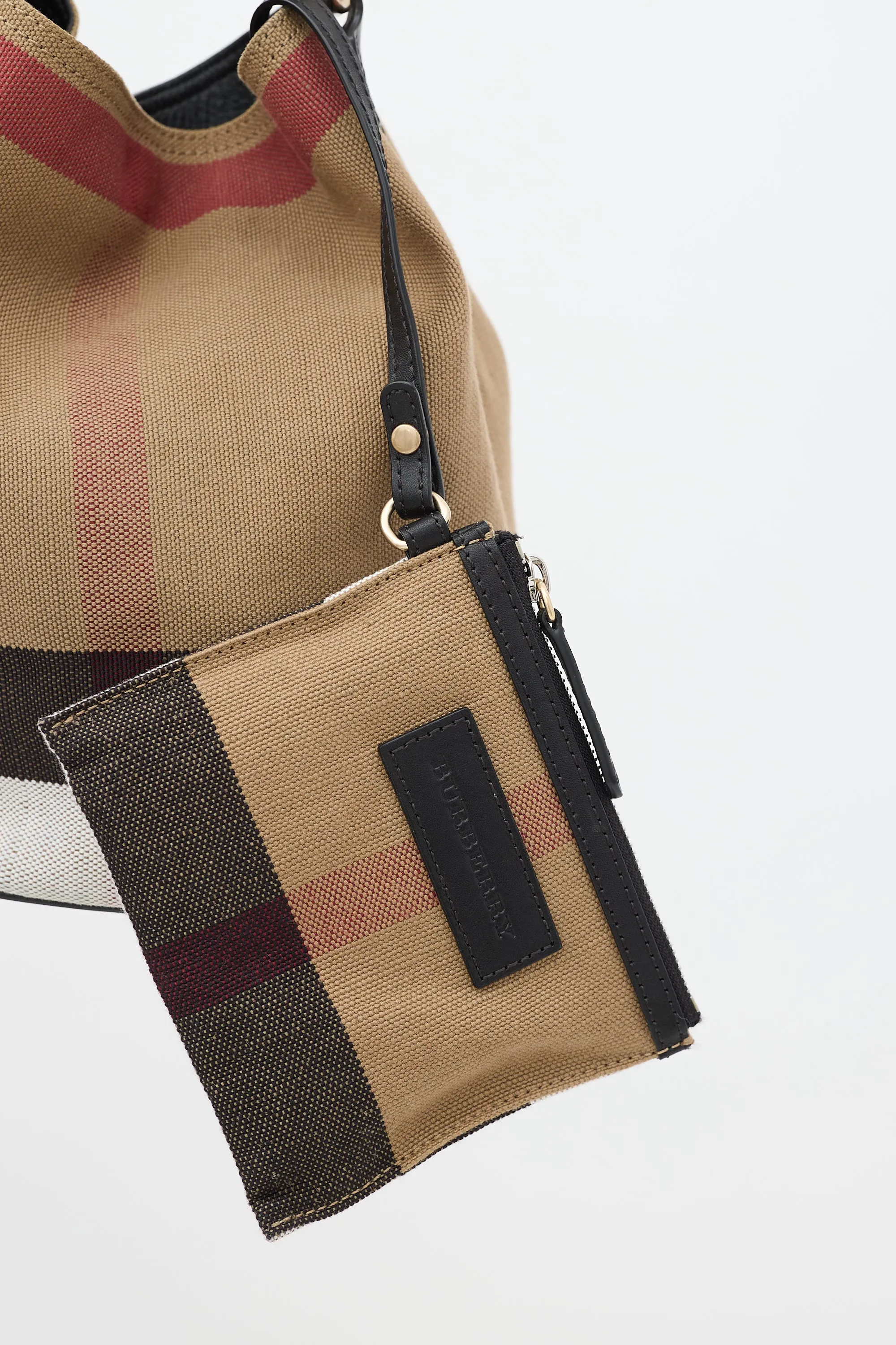 Brown & Multi Canvas Nova Check Mini Ashby Bucket Bag