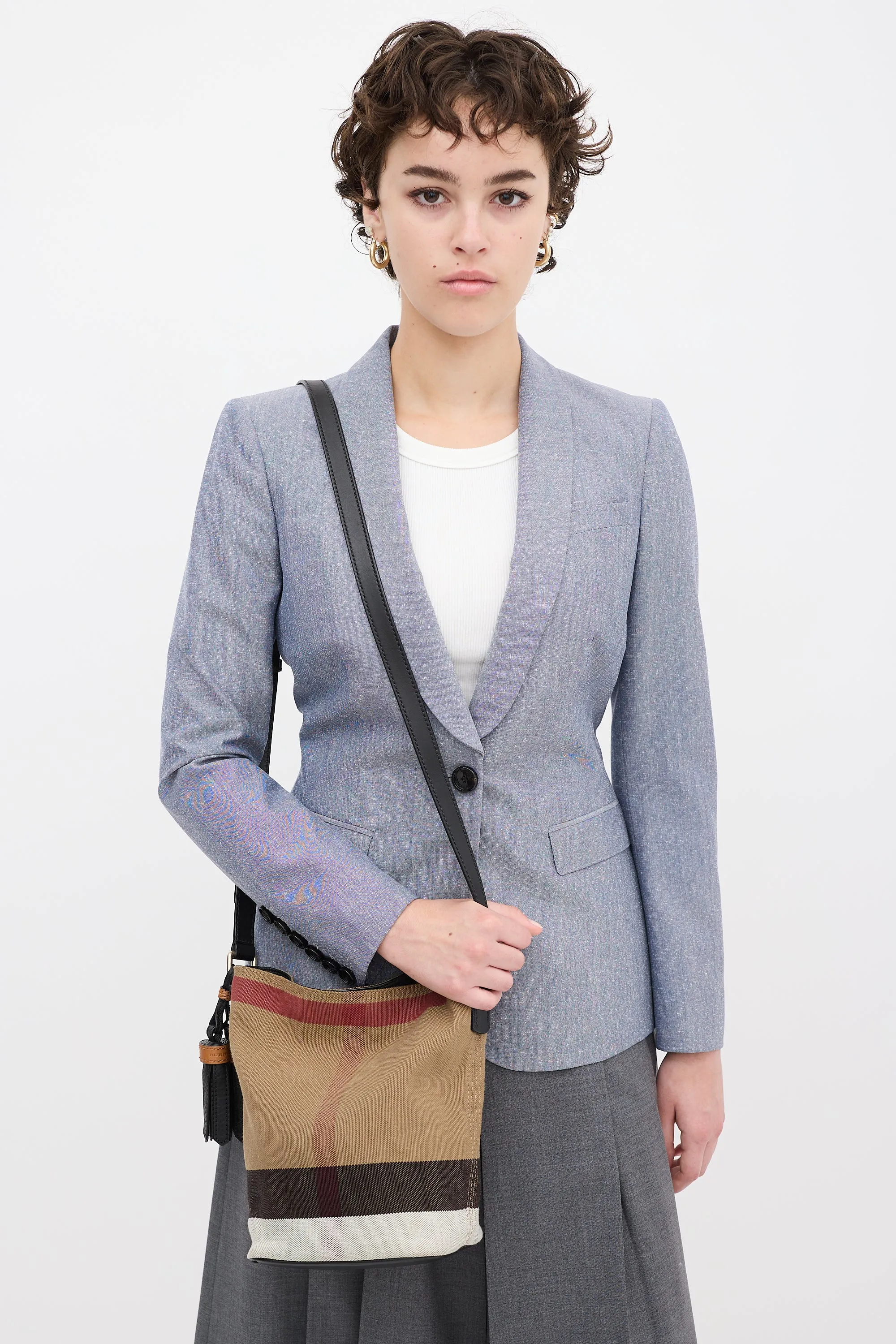 Brown & Multi Canvas Nova Check Mini Ashby Bucket Bag