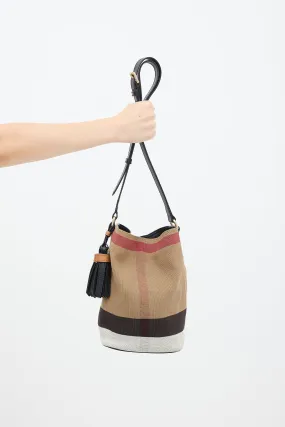 Brown & Multi Canvas Nova Check Mini Ashby Bucket Bag