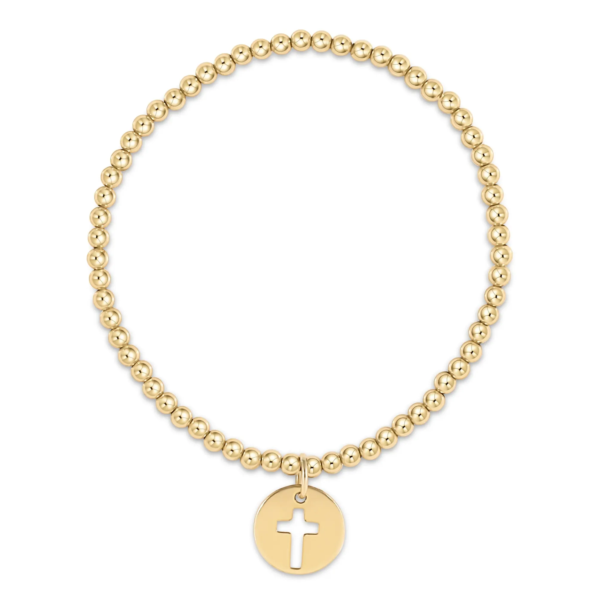 Classic Gold 3mm Beaded Bracelet With Blessed Charm