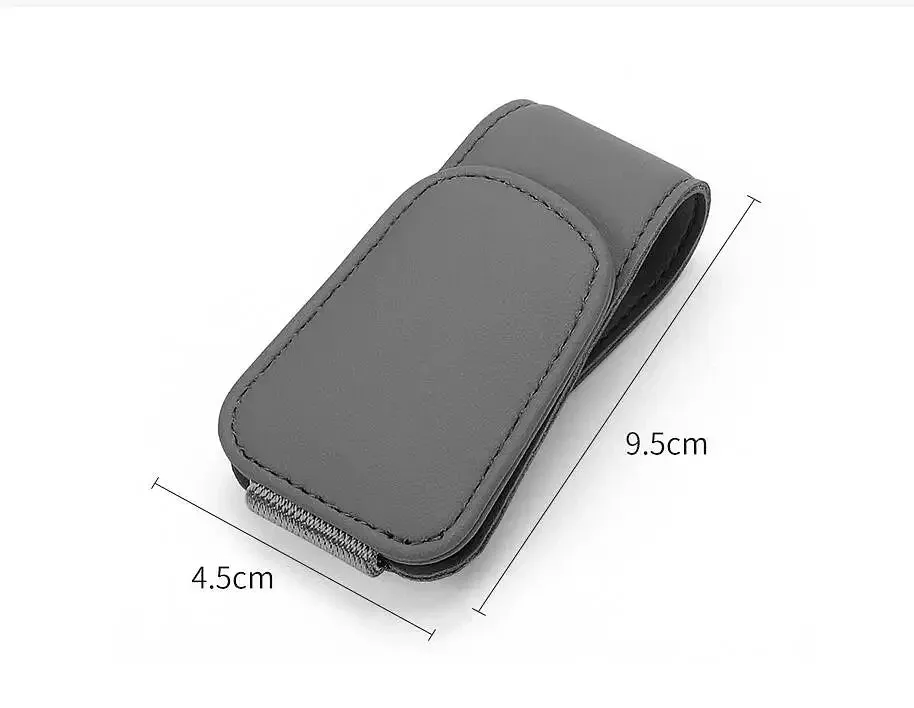 Color Name: GRAY - Sunglasses Holders for Car Sun Visor, Leather