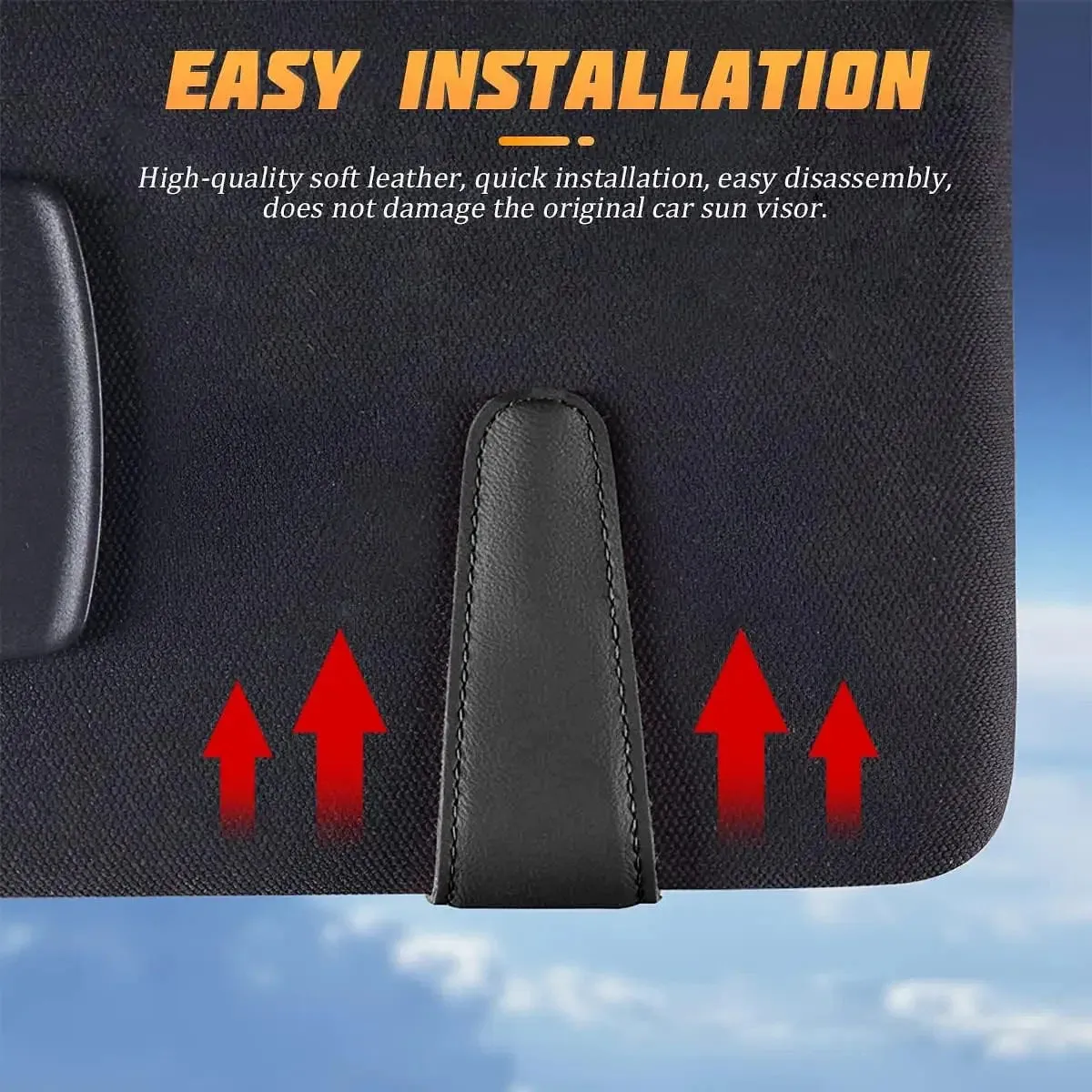 Color Name: GRAY - Sunglasses Holders for Car Sun Visor, Leather