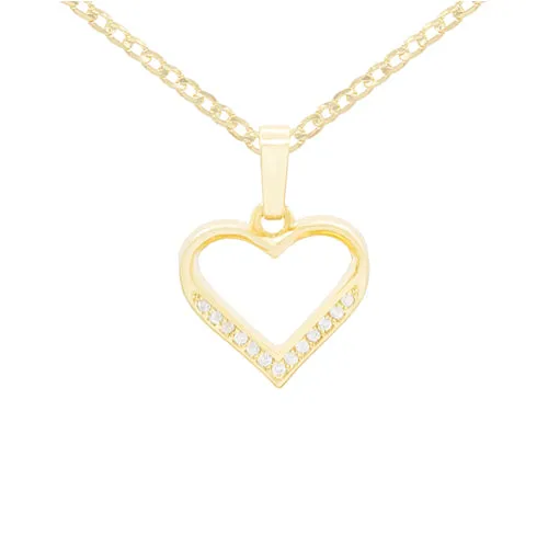 Cubic Zirconia 14K Gold Filled Delicate Heart Pendant Necklace Set