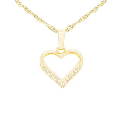 Cubic Zirconia 14K Gold Filled Delicate Heart Pendant Necklace Set