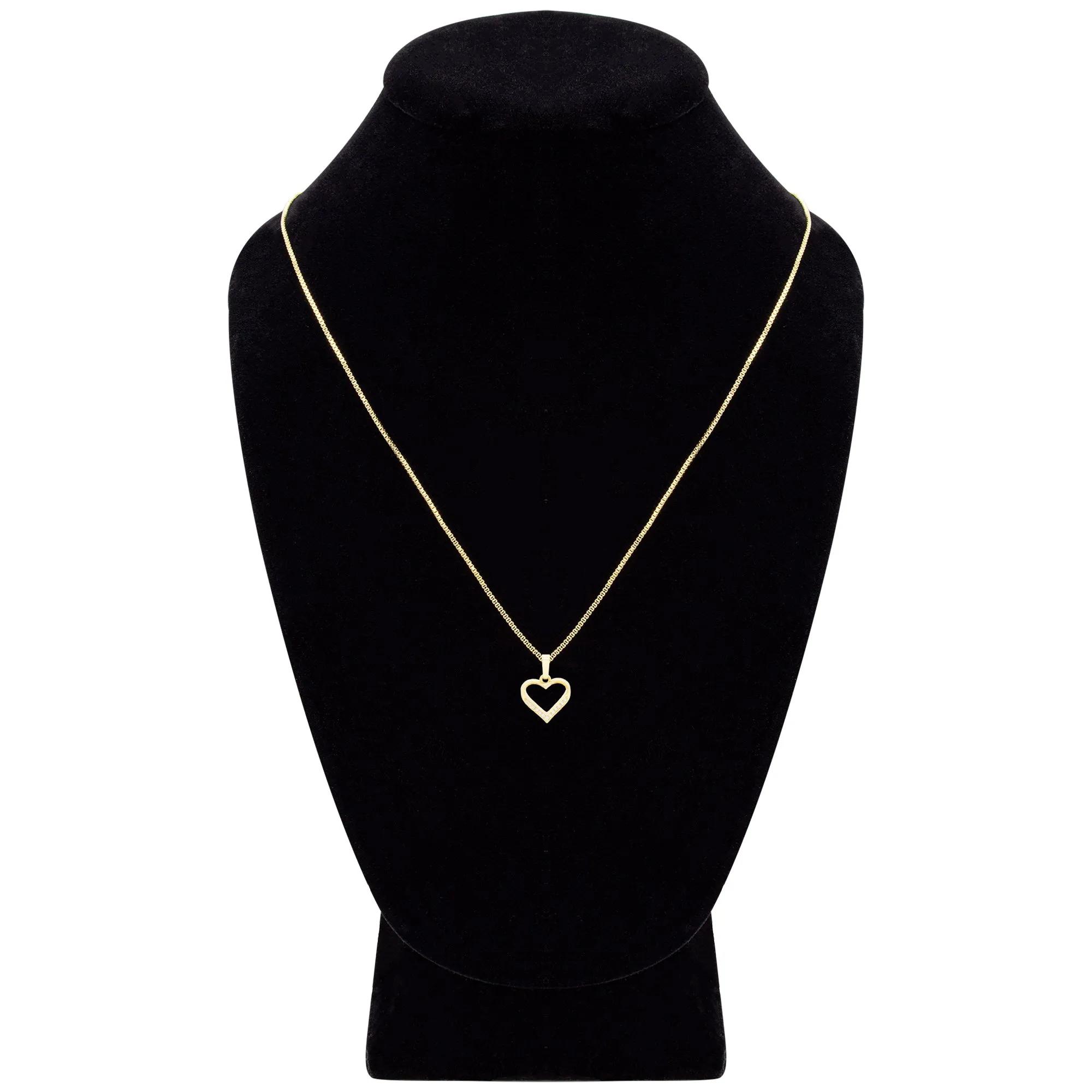 Cubic Zirconia 14K Gold Filled Delicate Heart Pendant Necklace Set