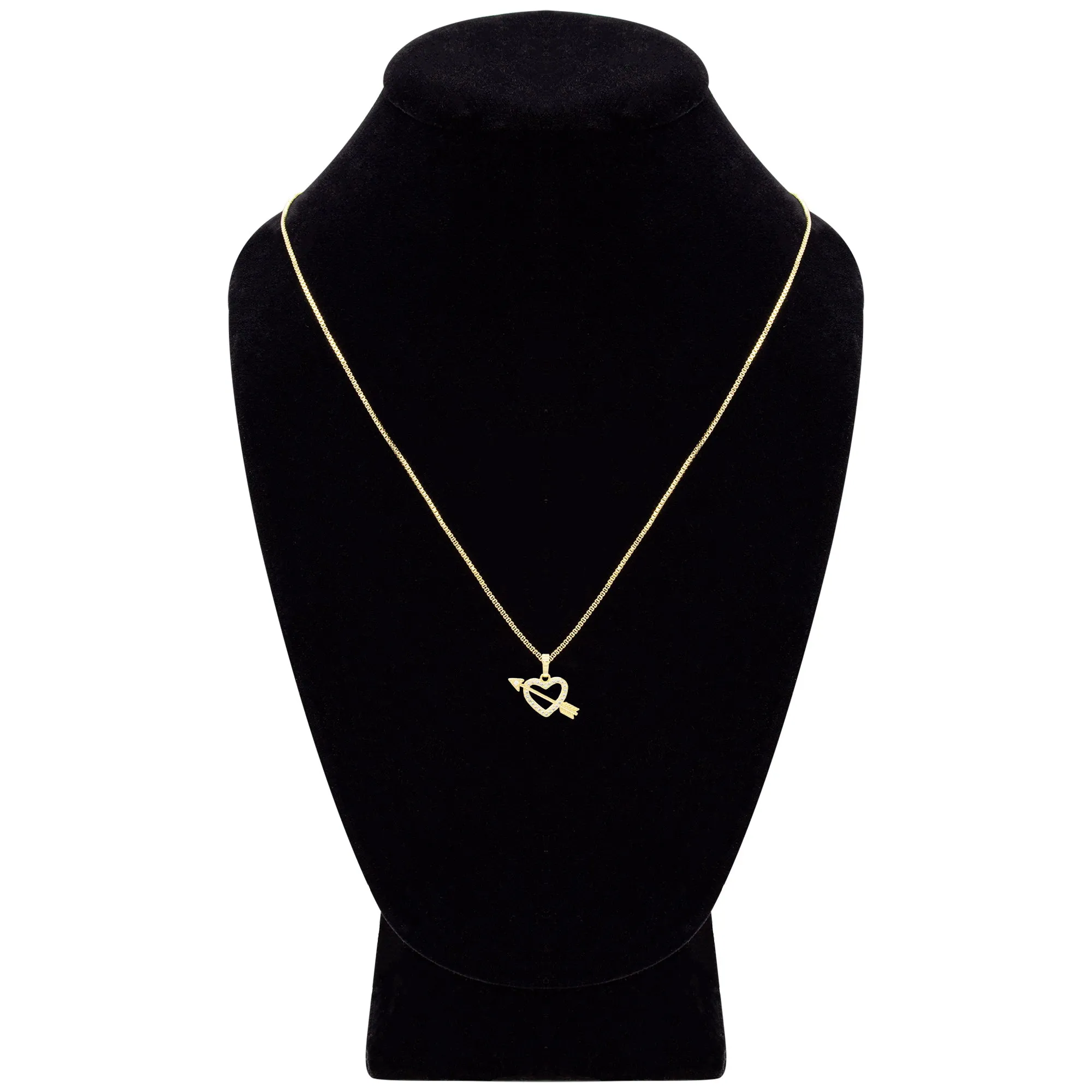 Cubic Zirconia 14K Gold Filled Heart With Arrow Pendant Necklace Set