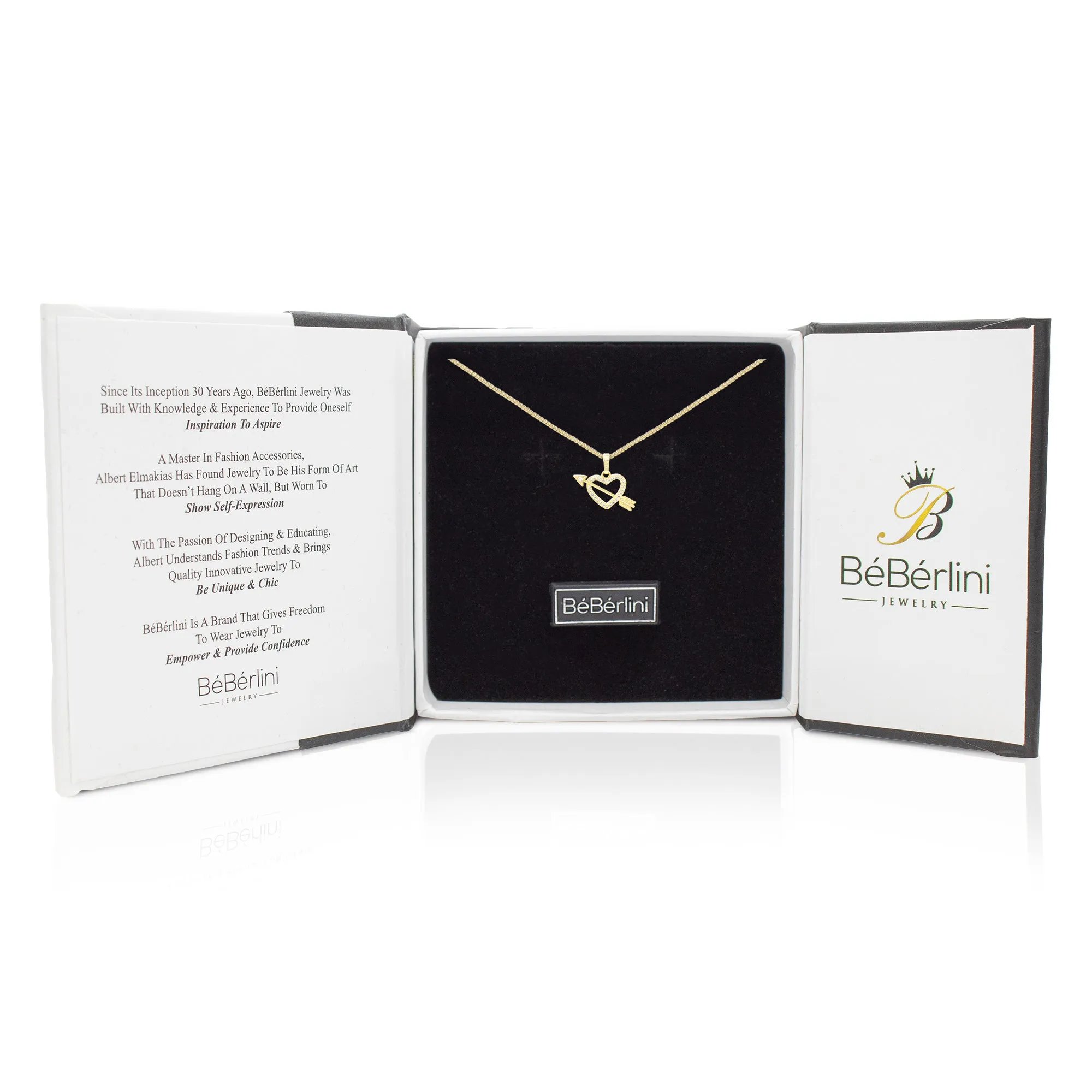 Cubic Zirconia 14K Gold Filled Heart With Arrow Pendant Necklace Set