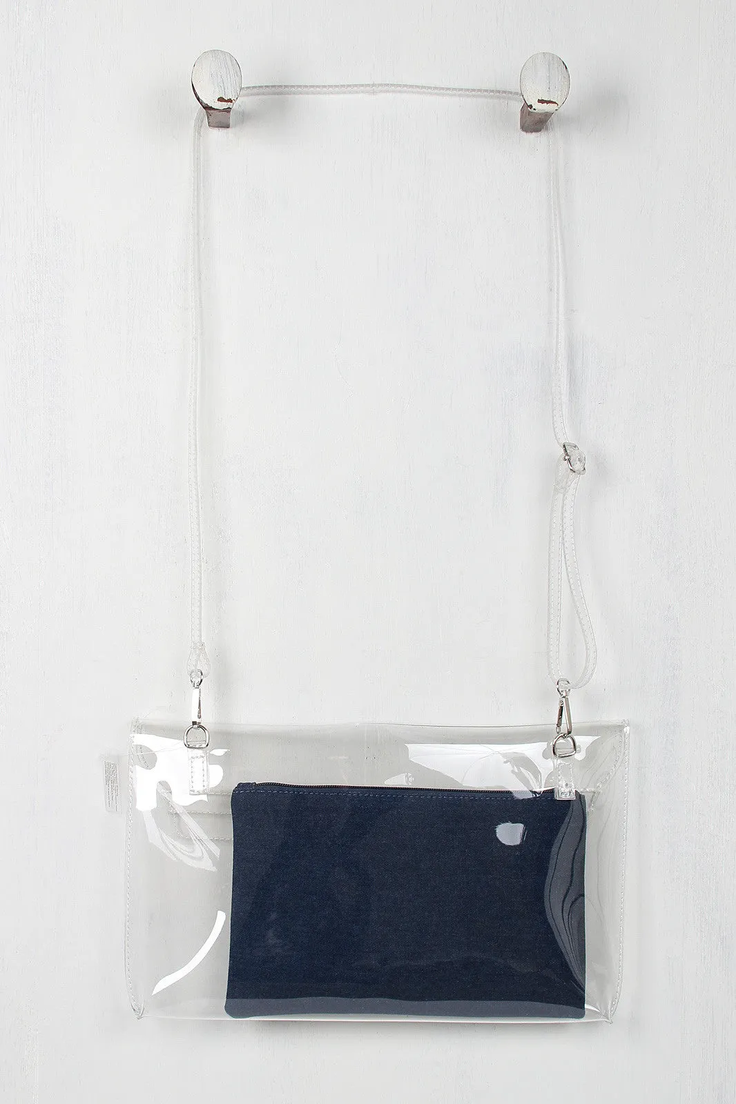 Denim Clear Envelope Clutch