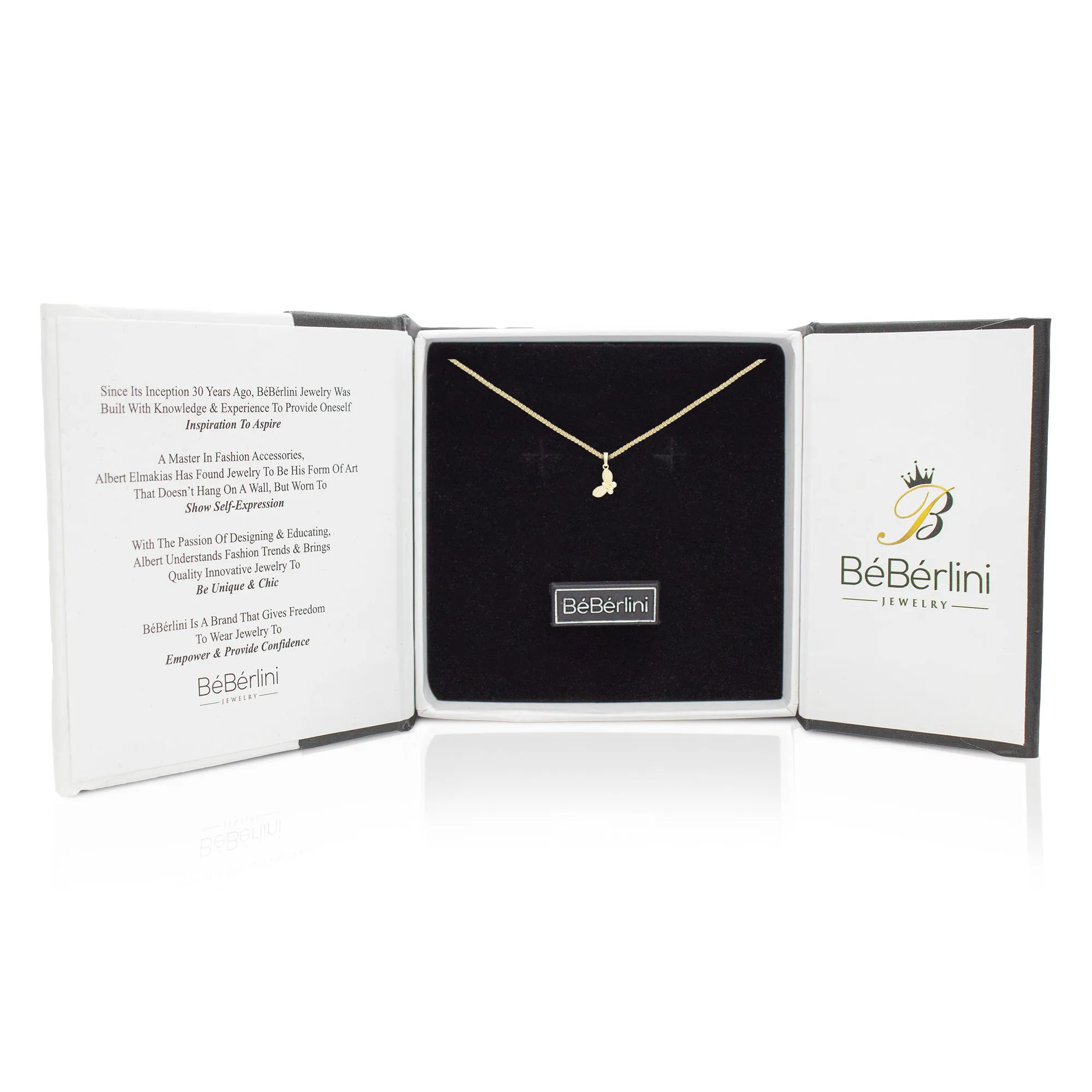 Flying Butterfly 1 Cubic Zirconia Pendant With 14K Gold Filled Necklace Set
