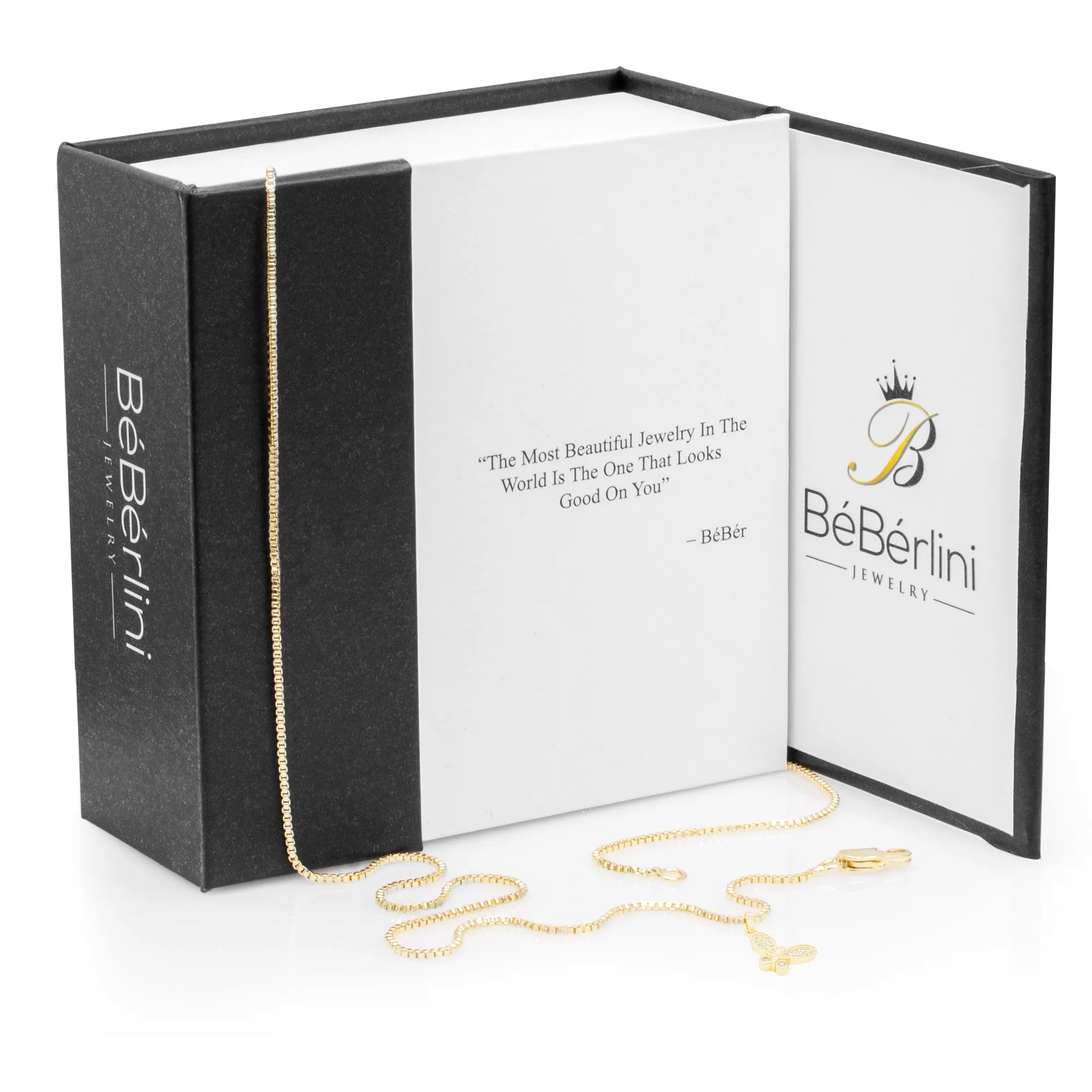 Flying Butterfly 1 Cubic Zirconia Pendant With 14K Gold Filled Necklace Set