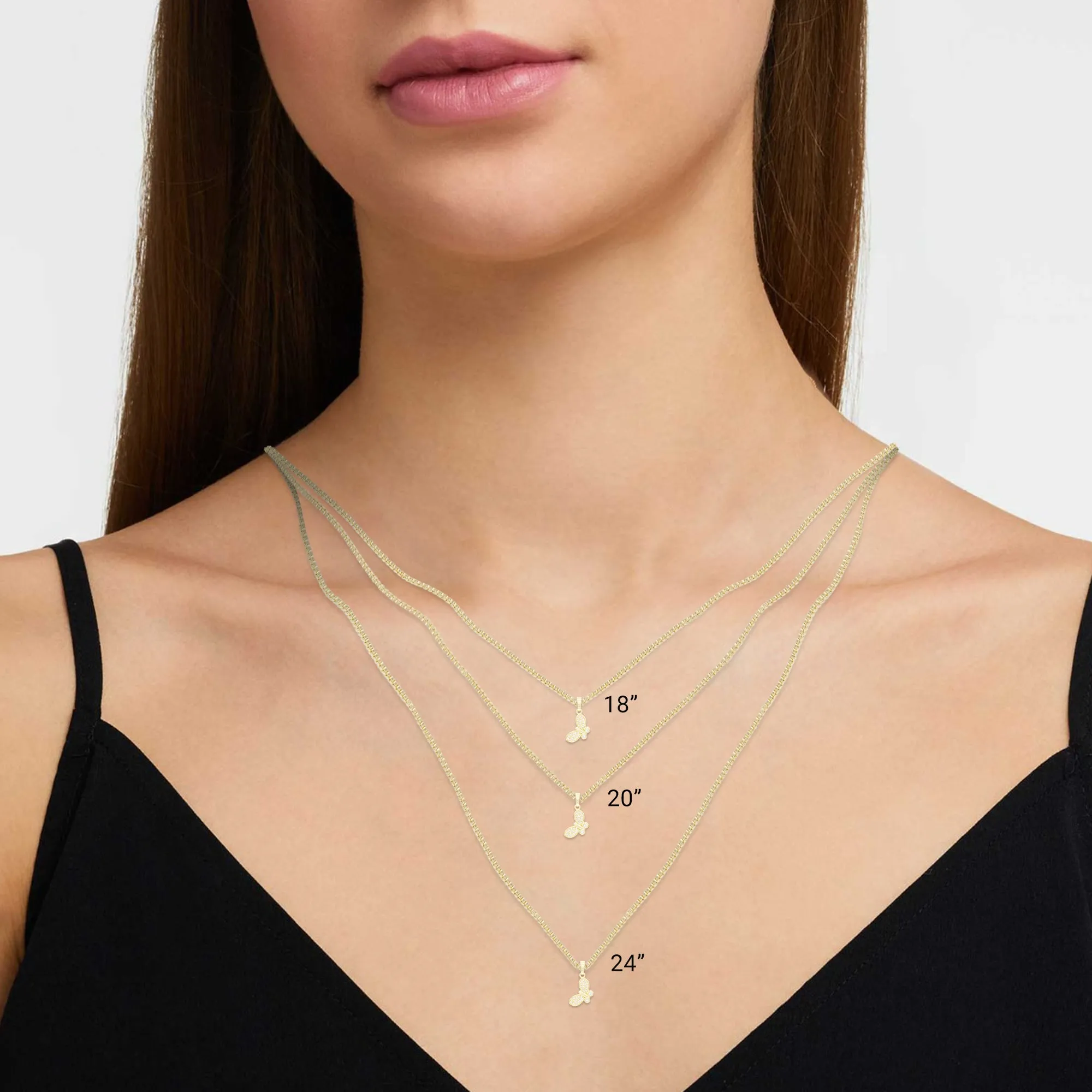 Flying Butterfly 1 Cubic Zirconia Pendant With 14K Gold Filled Necklace Set