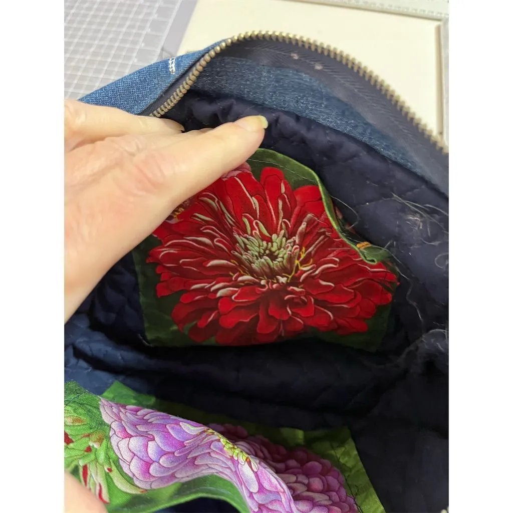 Lidia’s Bags Women's Blue Denim Crossbody Bag Dragonfly Embroidery (C825-26)