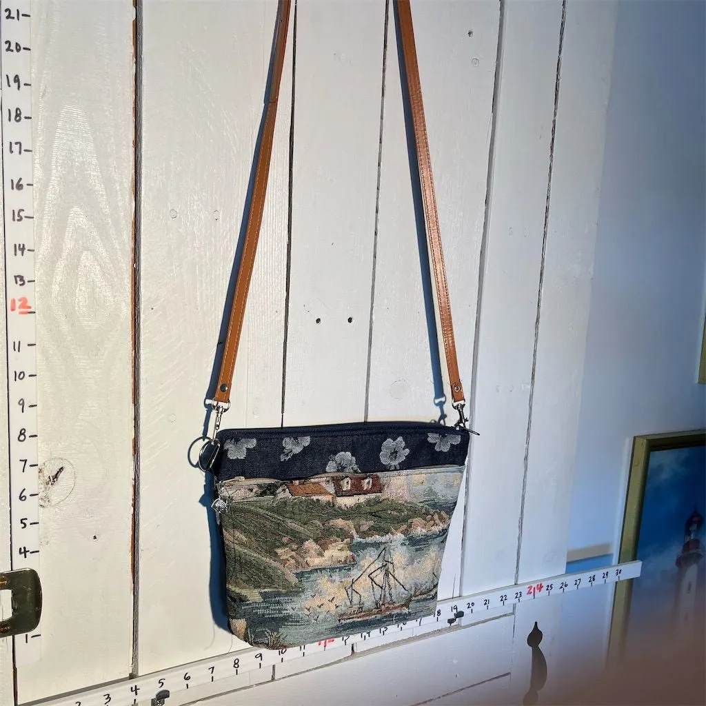 Lidia’s Bags Women's Coastal Boho Crossbody Bag Blue Denim Tapestry