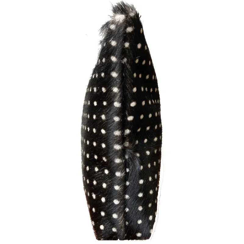 Ring Clutch - Black & White Polka Dot Fur