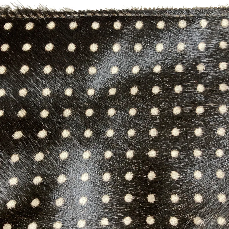 Ring Clutch - Black & White Polka Dot Fur