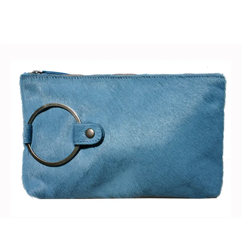 Ring Clutch - Blue Fur