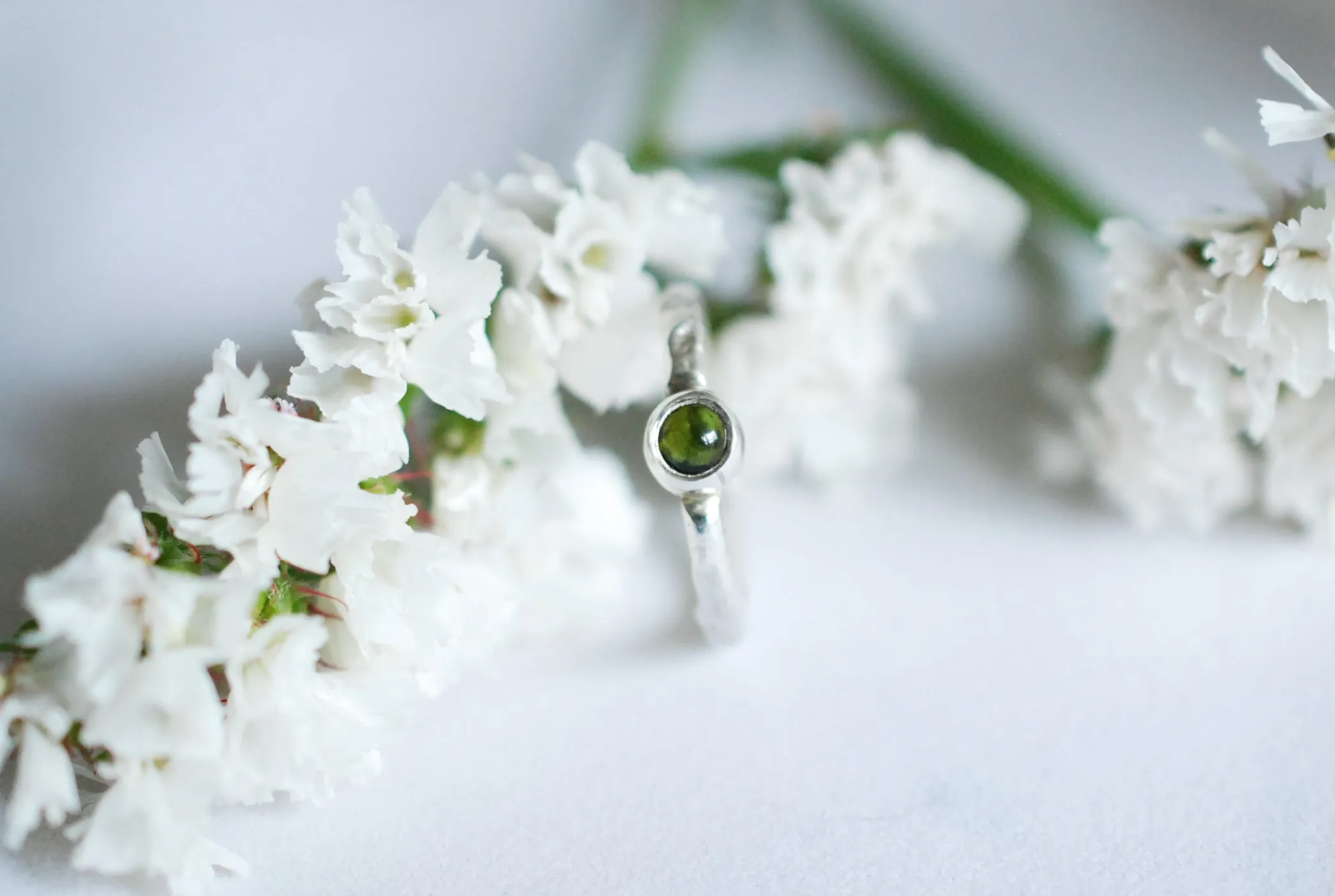 Silver ring with Green Tourmaline