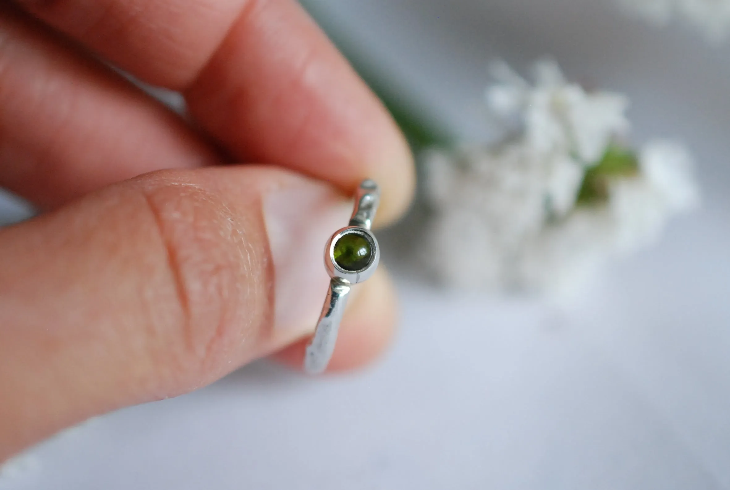 Silver ring with Green Tourmaline