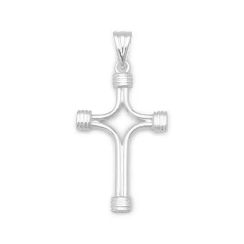 Sterling Silver Cross Pendant With Wrapped Ends
