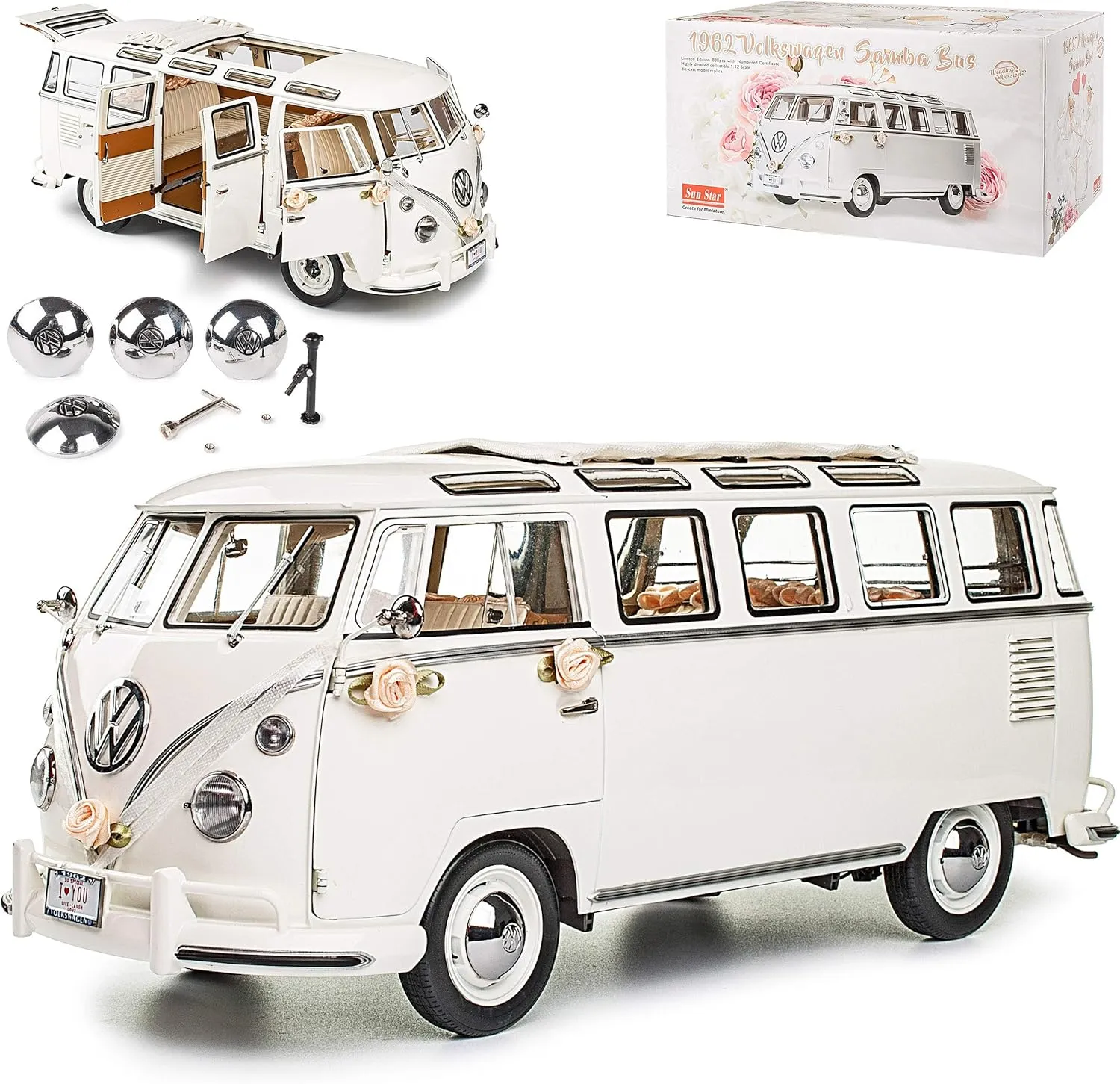 Sun Star 1962 Volkswagen Samba - White (Wedding Version) (1:12)