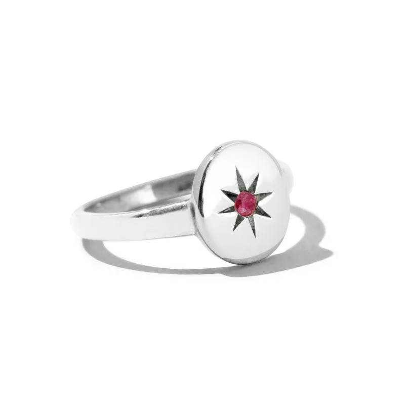 Supernova Ring, Ruby, Silver
