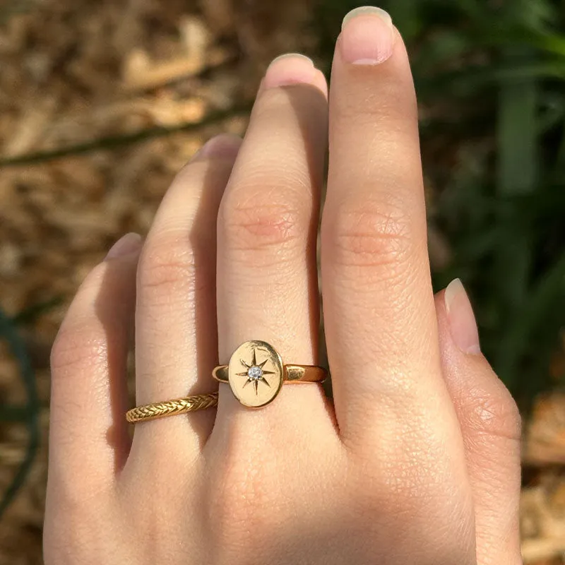 Supernova Ring, White Topaz, Gold
