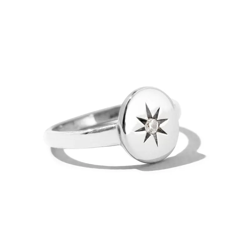 Supernova Ring, White Topaz, Silver