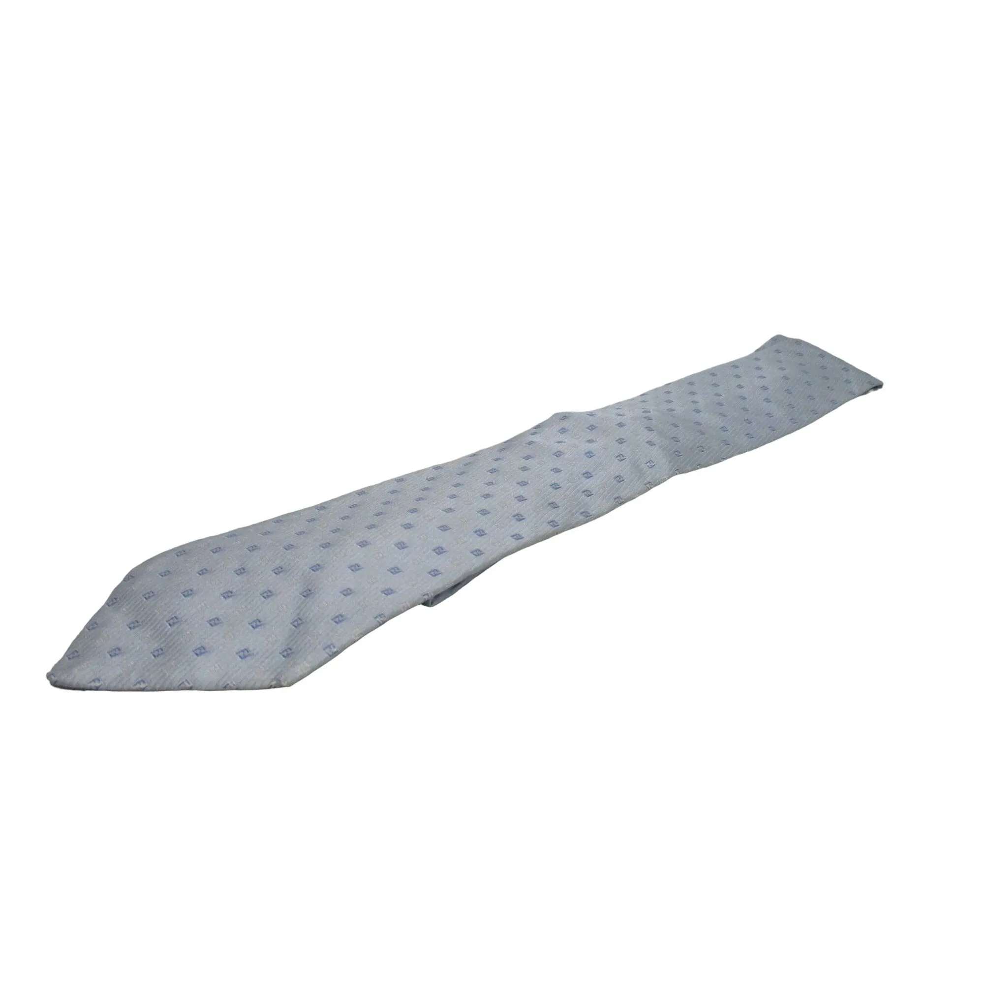 Vintage Fendi tie/scarf made of 100% light blue silk with a logo print in shades of blue