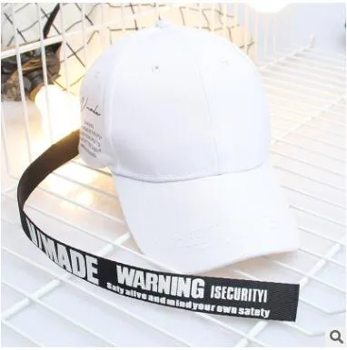 Yellow long strap letter curved baseball hat men and women personality trend wild bend skull cap